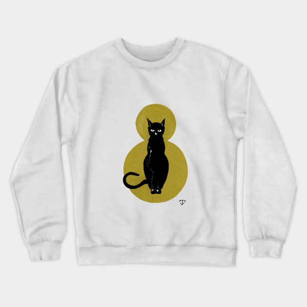 Gold Black Cat Crewneck Sweatshirt by tristan.r.rosenkreutz